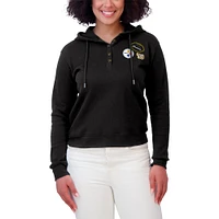 Women's WEAR by Erin Andrews  Black Pittsburgh Steelers Plus Waffle Hoodie Pullover Top