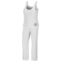 Women's WEAR by Erin Andrews Cream Pittsburgh Steelers Cozy Scoop Neck Tank Top & Pants Sleep Set