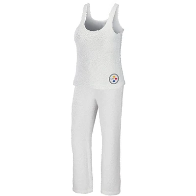 Women's WEAR by Erin Andrews Cream Pittsburgh Steelers Cozy Scoop Neck Tank Top & Pants Sleep Set