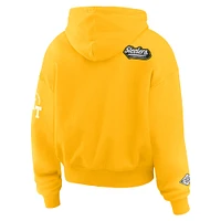 Women's WEAR by Erin Andrews Gold Pittsburgh Steelers Plus Patch Quarter-Zip Hoodie