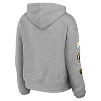 Women's WEAR by Erin Andrews Heather Gray Pittsburgh Steelers Full-Zip Hoodie
