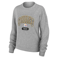Women's WEAR by Erin Andrews  Heather Gray Pittsburgh Steelers Plus Knitted Tri-Blend Long Sleeve T-Shirt & Pants Lounge Set