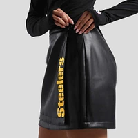 Women's WEAR by Erin Andrews x Gracie Hunt Black Pittsburgh Steelers Wrap Skirt