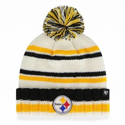 Tricot à revers Driftway des Pittsburgh Steelers crème pour jeune '47 avec pompon