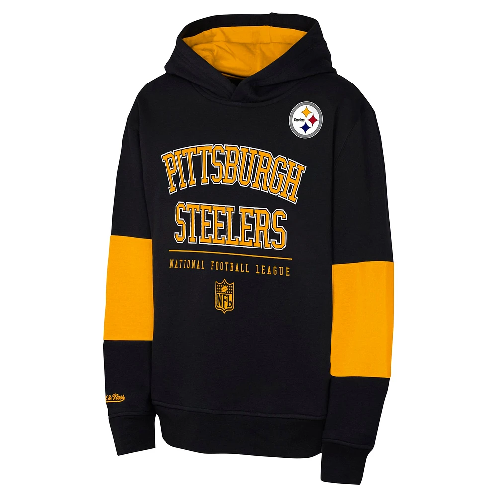 Youth Black Pittsburgh Steelers Retro Fleece Pullover Hoodie