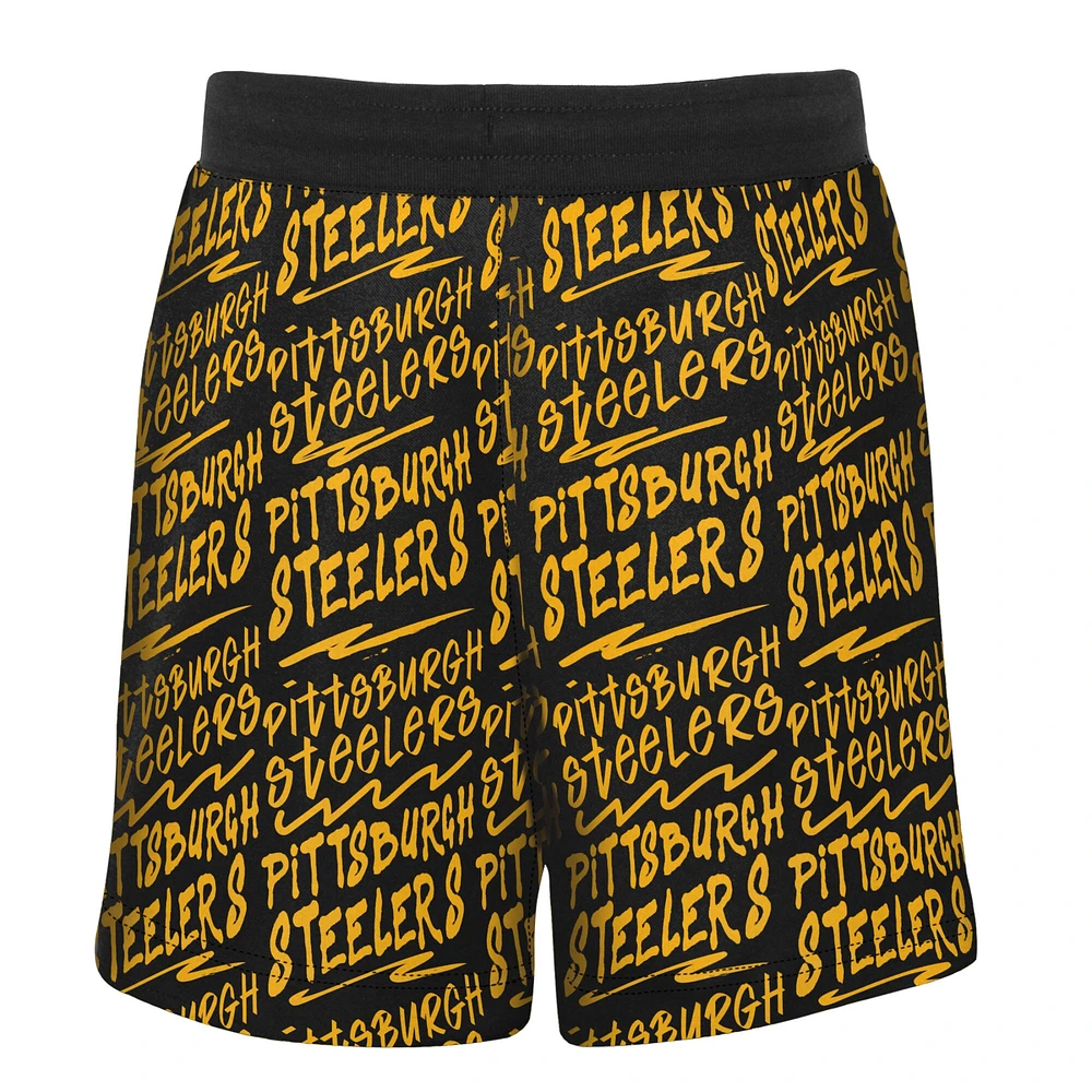 Youth Black Pittsburgh Steelers Super French Terry Shorts