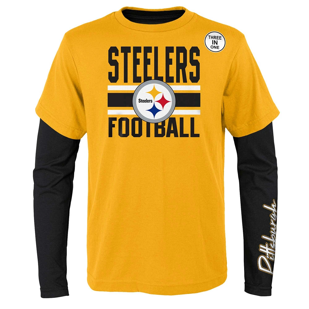 Ensemble de t-shirts préférés des fans Pittsburgh Steelers or/noir pour jeune
