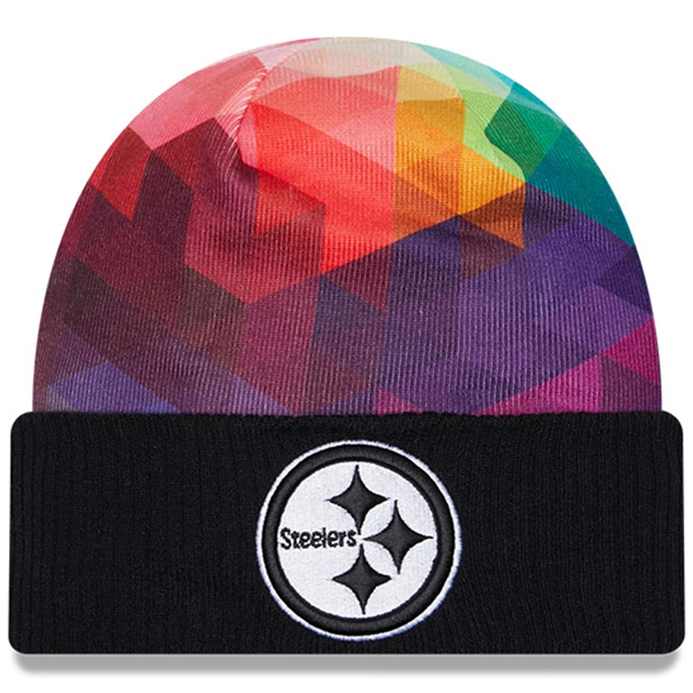 Youth New Era  Black Pittsburgh Steelers 2023 NFL Crucial Catch Cuffed Knit Hat
