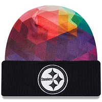 Youth New Era  Black Pittsburgh Steelers 2023 NFL Crucial Catch Cuffed Knit Hat