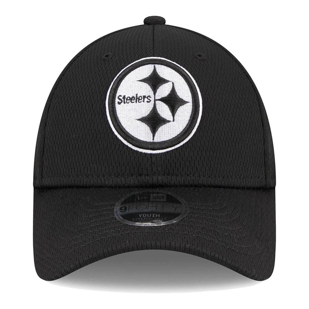 Youth New Era Black Pittsburgh Steelers Main B-Dub 9FORTY Adjustable Hat