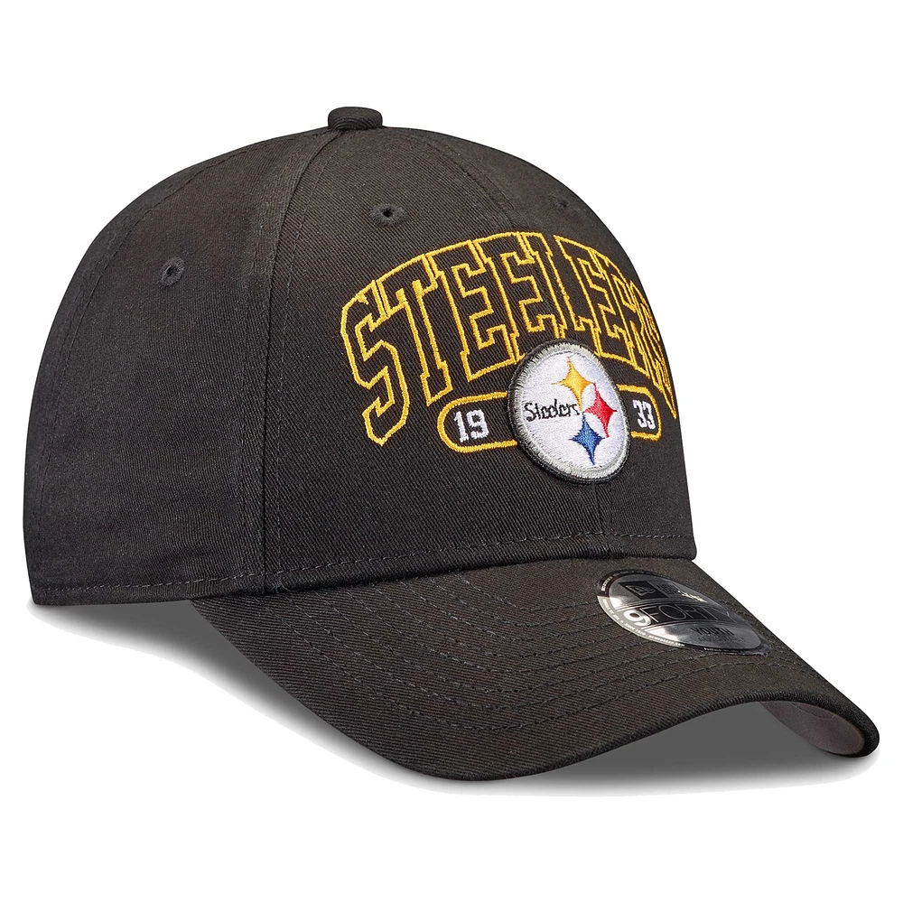 Youth New Era Black Pittsburgh Steelers Outline 9FORTY Adjustable Hat