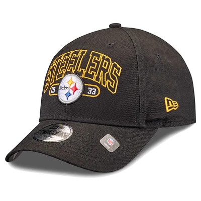 Youth New Era Black Pittsburgh Steelers Outline 9FORTY Adjustable Hat