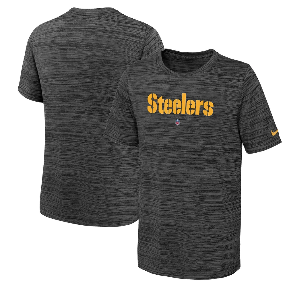 Youth Nike Black Pittsburgh Steelers Team Sideline Velocity Performance T-Shirt