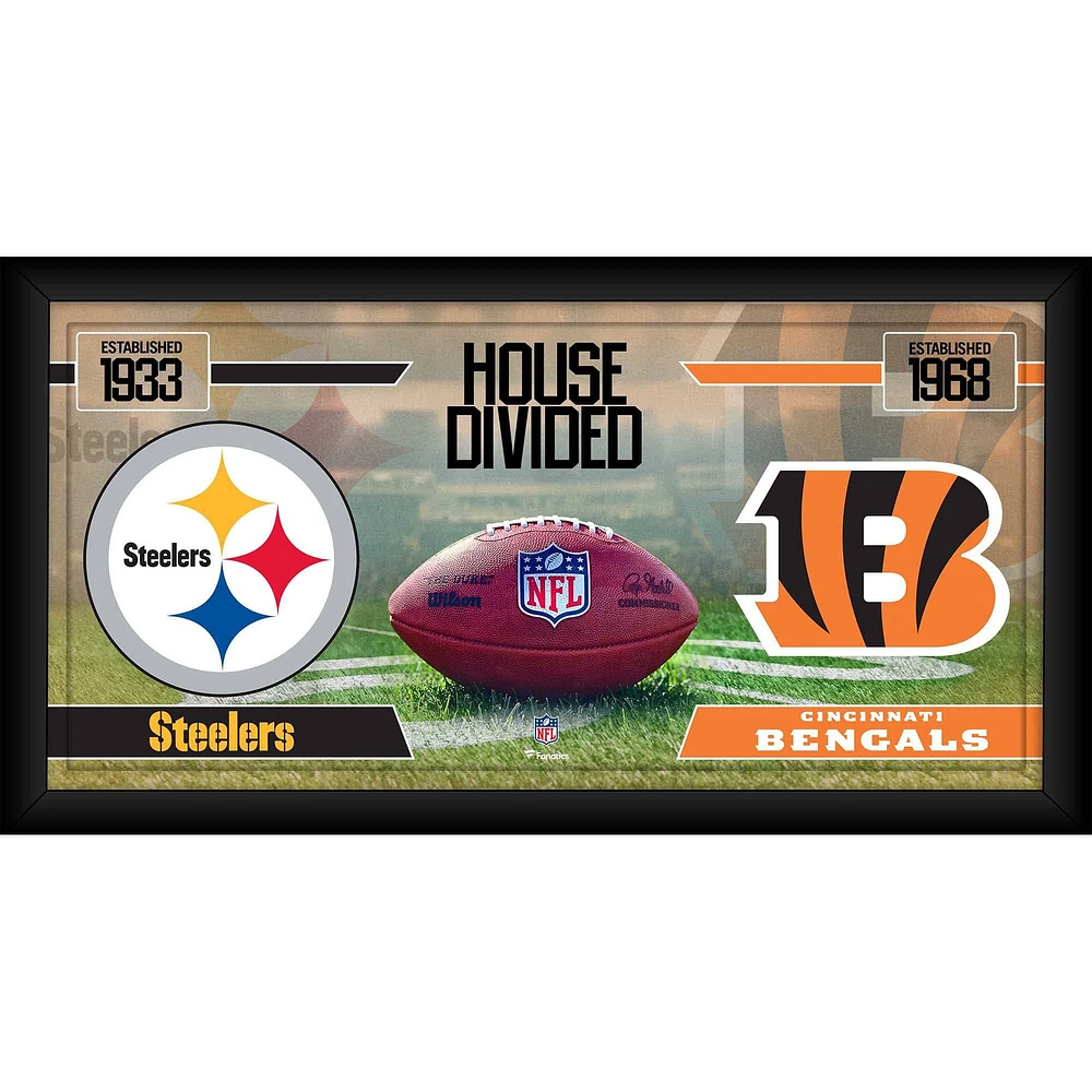 Collage de football encadré 10" x 20" des Steelers de Pittsburgh contre les Bengals de Cincinnati