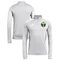 Haut d'entraînement à manches longues et quart de zip adidas Silver Portland Timbers 2025 pour homme