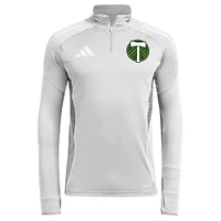 Haut d'entraînement à manches longues et quart de zip adidas Silver Portland Timbers 2025 pour homme