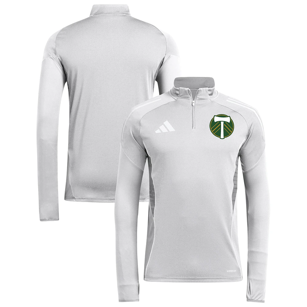Haut d'entraînement à manches longues et quart de zip adidas Silver Portland Timbers 2025 pour homme