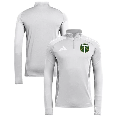 Haut d'entraînement à manches longues et quart de zip adidas Silver Portland Timbers 2025 pour homme