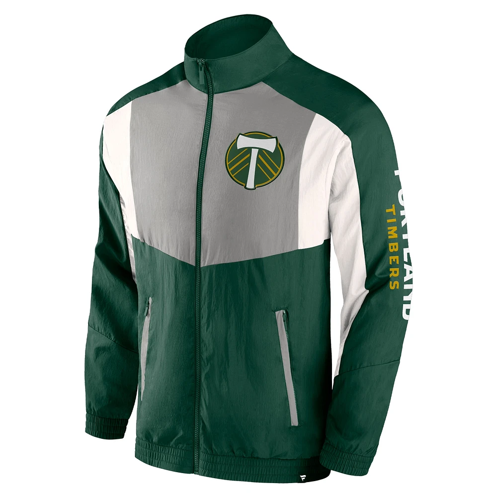 Men's Fanatics  Green Portland Timbers Net Goal Raglan Full-Zip Track Jacket