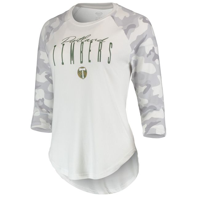 Haut raglan à manches 3/4 composite Portland Timbers pour femme Concepts Sport blanc/gris