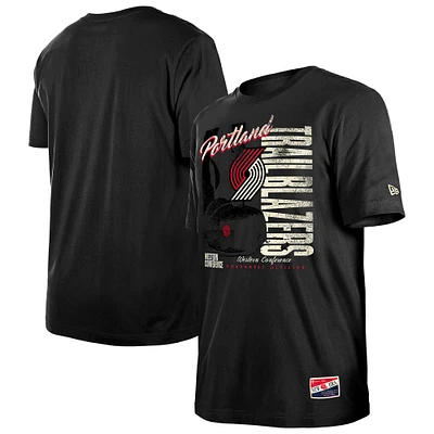 Men's New Era  Black Portland Trail Blazers Distressed Throwback Vintage Color Pack T-Shirt
