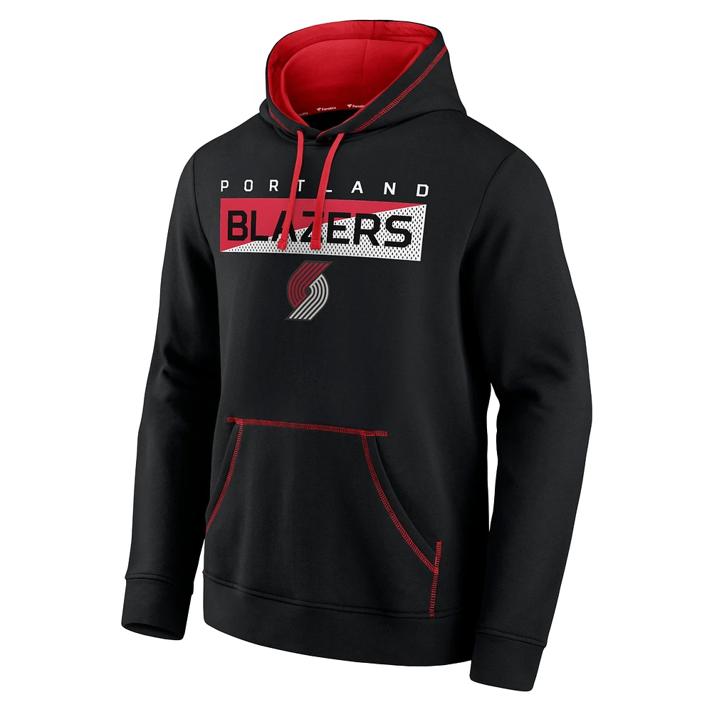 Men's Fanatics Black Portland Trail Blazers Split the Crowd - Pullover Hoodie