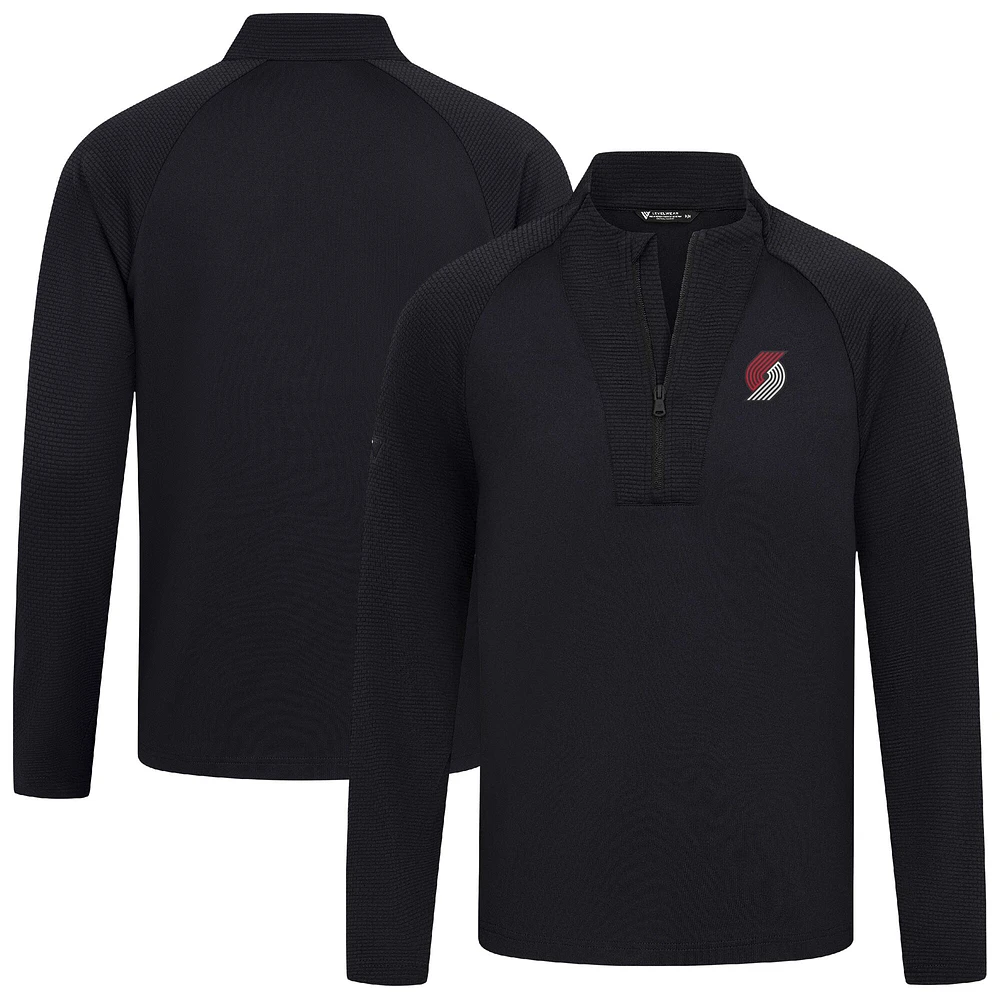 Haut noir à fermeture éclair quart de tour pour homme des Portland Trail Blazers Volley Levelwear