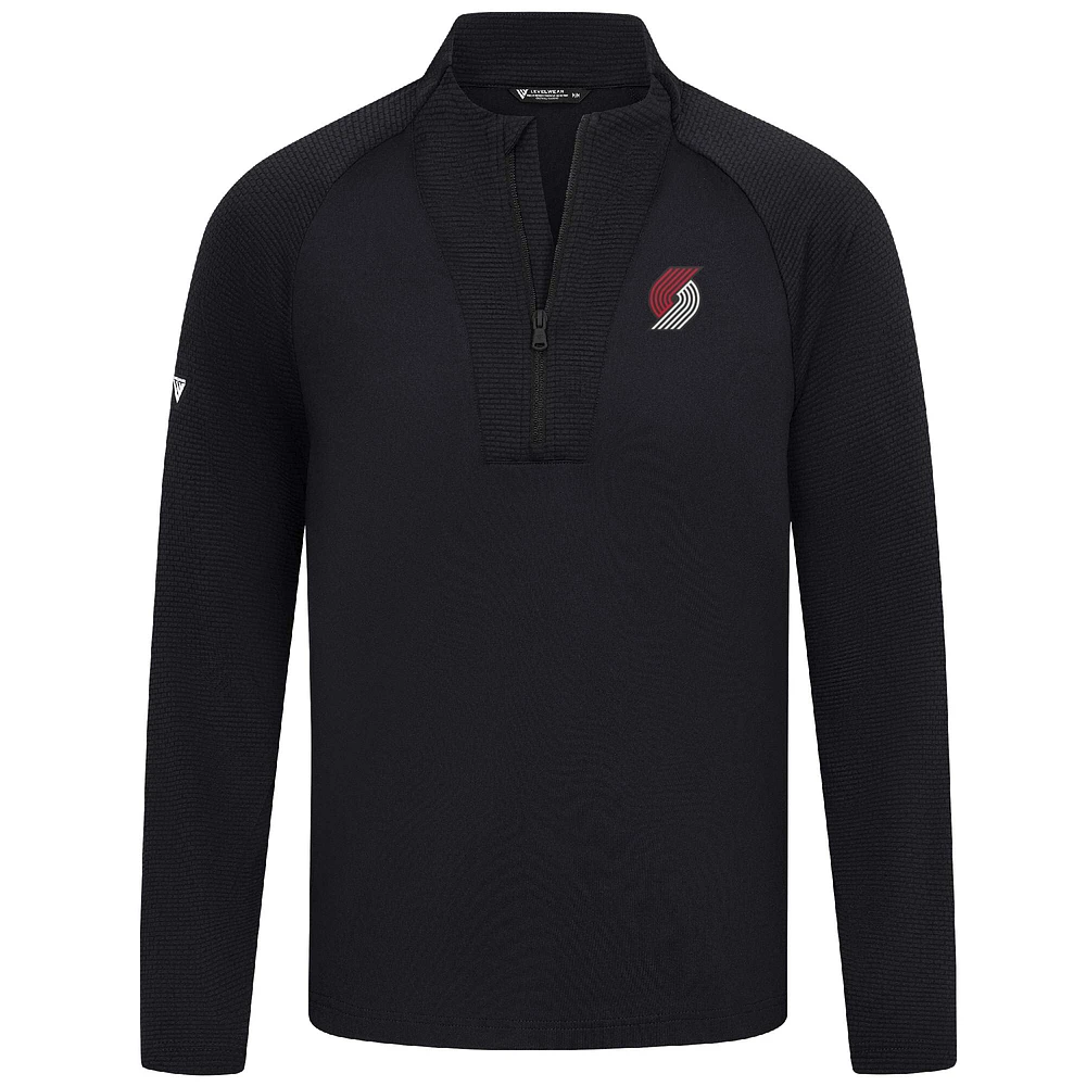 Haut noir à fermeture éclair quart de tour pour homme des Portland Trail Blazers Volley Levelwear