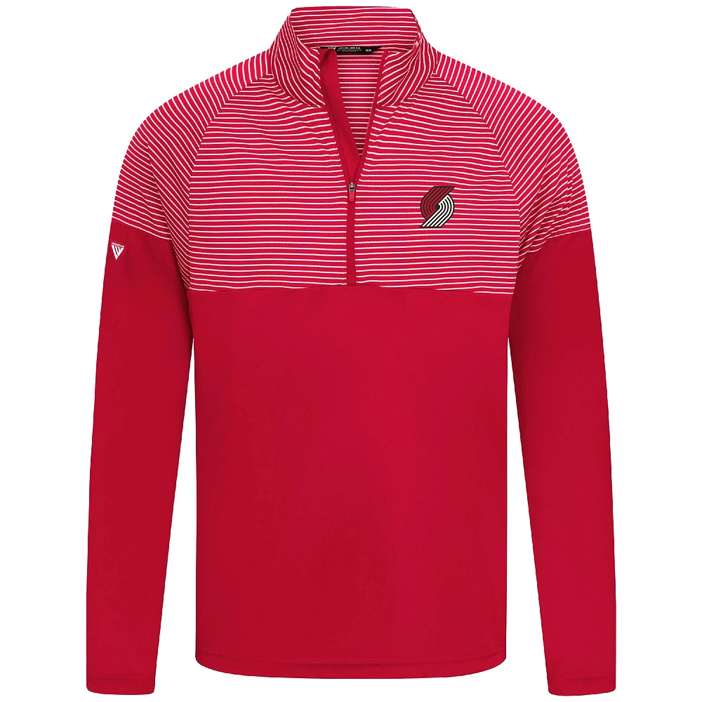Men's Levelwear Red Portland Trail Blazers Classic Stripes Quarter-Zip Top