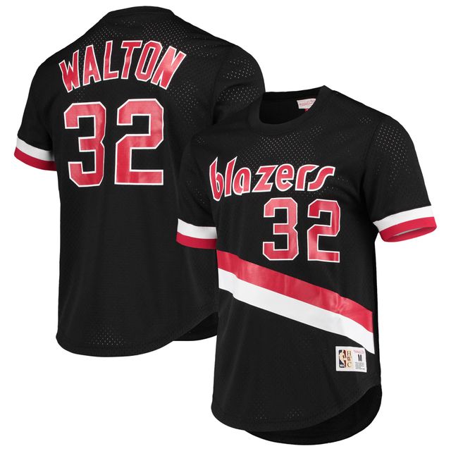 T-shirt avec nom et numéro en maille Mitchell & Ness Bill Walton pour hommes, noir, Portland Trail Blazers 1976