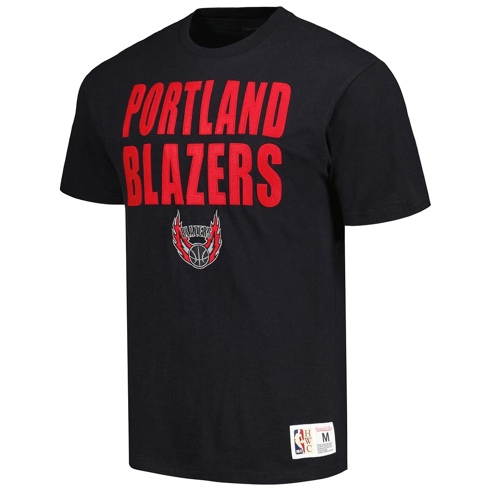 Men's Mitchell & Ness Black Portland Trail Blazers Hardwood Classics Legendary Slub T-Shirt
