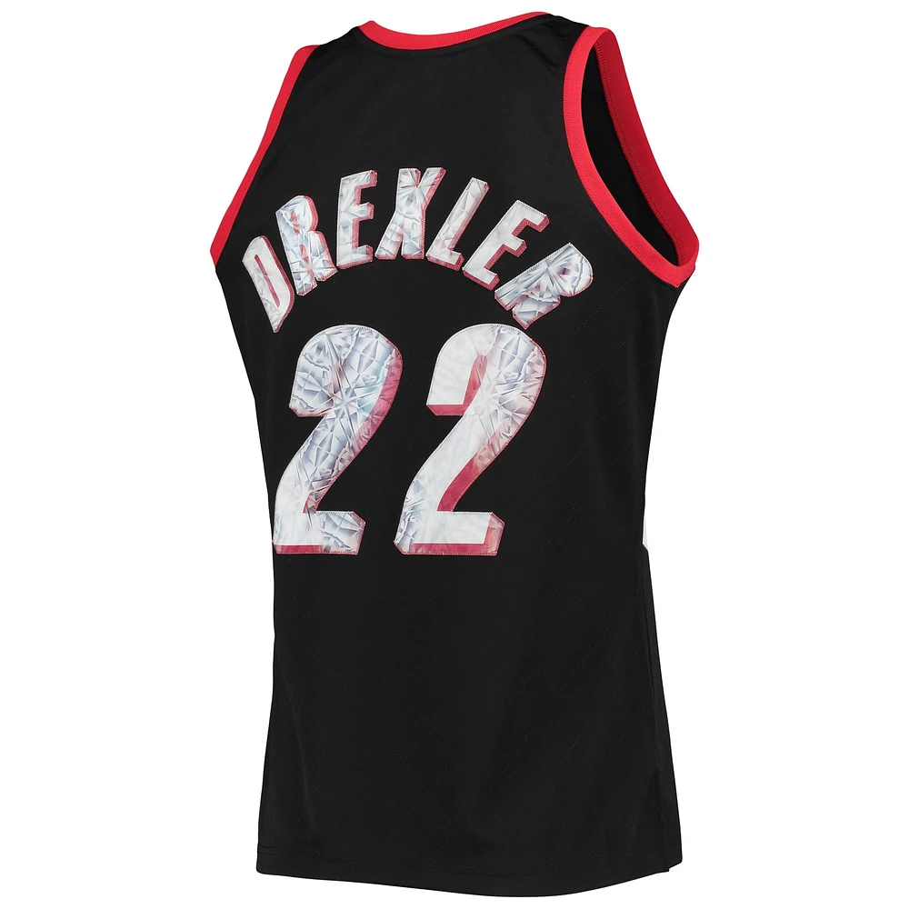 Men's Mitchell & Ness Clyde Drexler Black Portland Trail Blazers 1991/92 Hardwood Classics NBA 75th Anniversary Diamond Swingman Jersey