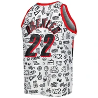 Men's Mitchell & Ness Clyde Drexler White Portland Trail Blazers 1991/92 Hardwood Classics Doodle Swingman Player Jersey
