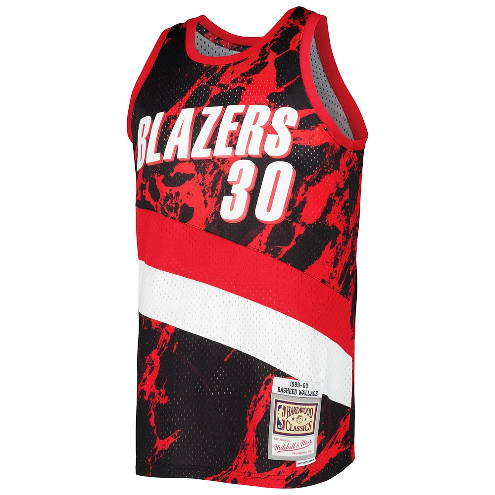 Men's Mitchell & Ness Rasheed Wallace Black Portland Trail Blazers 1999/00 Hardwood Classics Marble Swingman Jersey