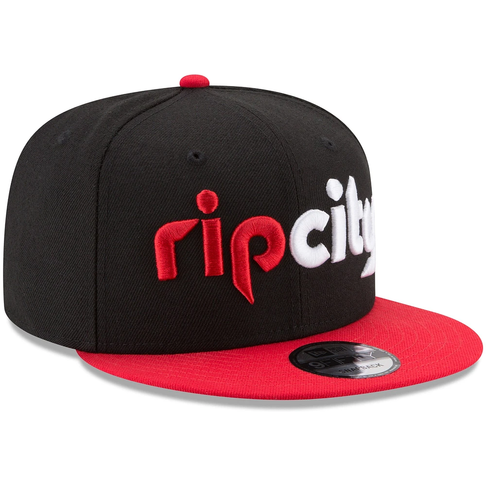 Men's New Era Black/Red Portland Trail Blazers 2-Tone 9FIFTY Adjustable Snapback Hat