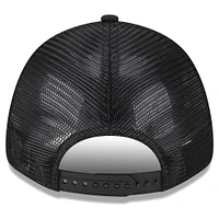 Men's New Era  Black Portland Trail Blazers Plate Oversized Patch Trucker 9FORTY Adjustable Hat