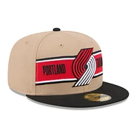 Men's New Era Tan/Black Portland Trail Blazers 2024 NBA Draft 59FIFTY Fitted Hat