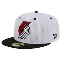 Men's New Era White/Black Portland Trail Blazers Throwback 2Tone 59FIFTY Fitted Hat