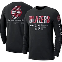 T-shirt à manches longues Nike Portland Trail Blazers Essential Air Traffic Control pour homme, noir