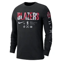 T-shirt à manches longues Nike Portland Trail Blazers Essential Air Traffic Control pour homme, noir