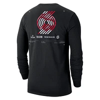 T-shirt à manches longues Nike Portland Trail Blazers Essential Air Traffic Control pour homme, noir