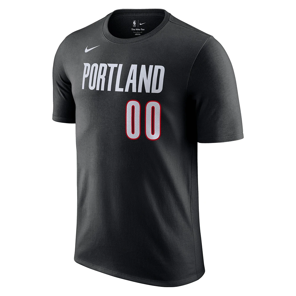 Men's Nike Scoot Henderson Black Portland Trail Blazers Icon Edition Name & Number T-Shirt