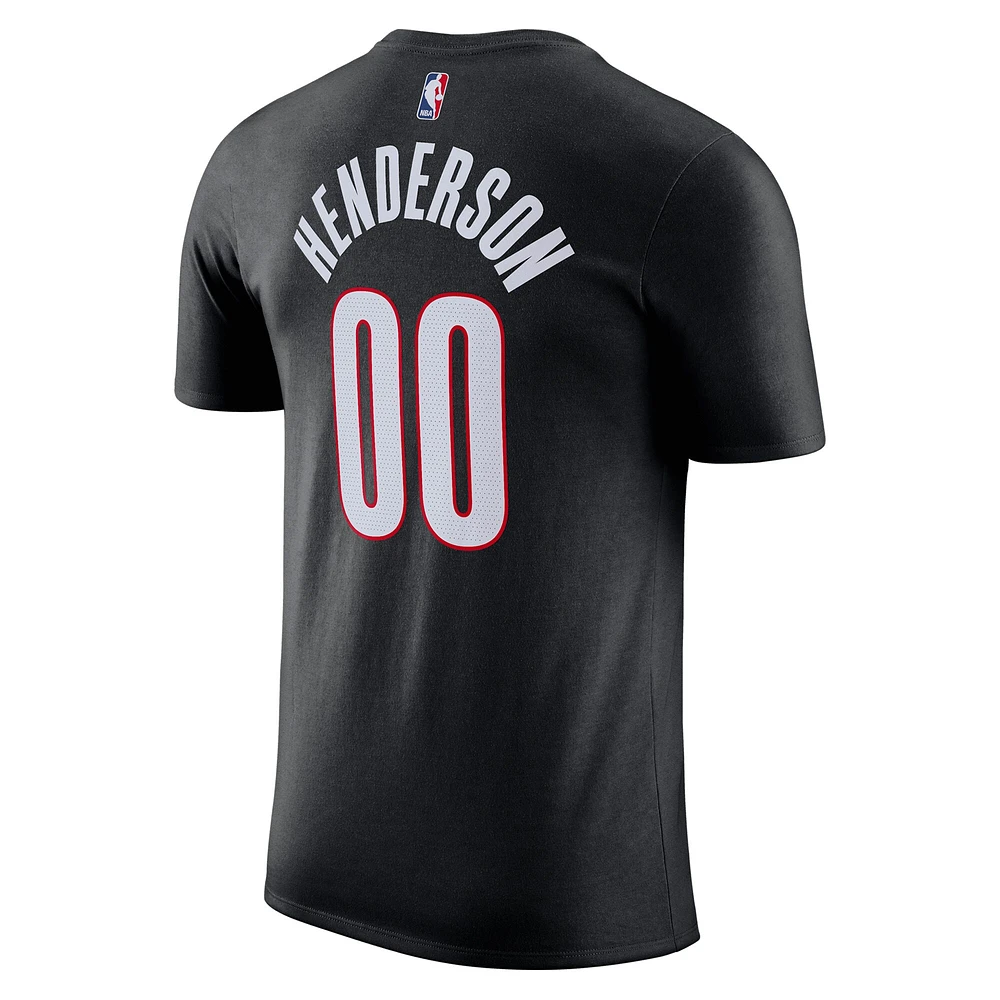 Men's Nike Scoot Henderson Black Portland Trail Blazers Icon Edition Name & Number T-Shirt