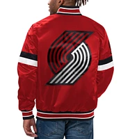 Men's Starter Red Portland Trail Blazers Home Game Satin Full-Snap Varsity Jacket