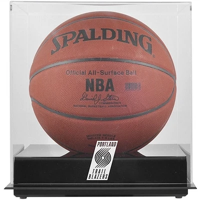 Portland Trail Blazers (2004-2017) Blackbase Team Logo Basketball Display Case with Mirrored Back