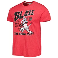 Unisex Homage Red Portland Trail Blazers Team Mascot Tri-Blend T-Shirt