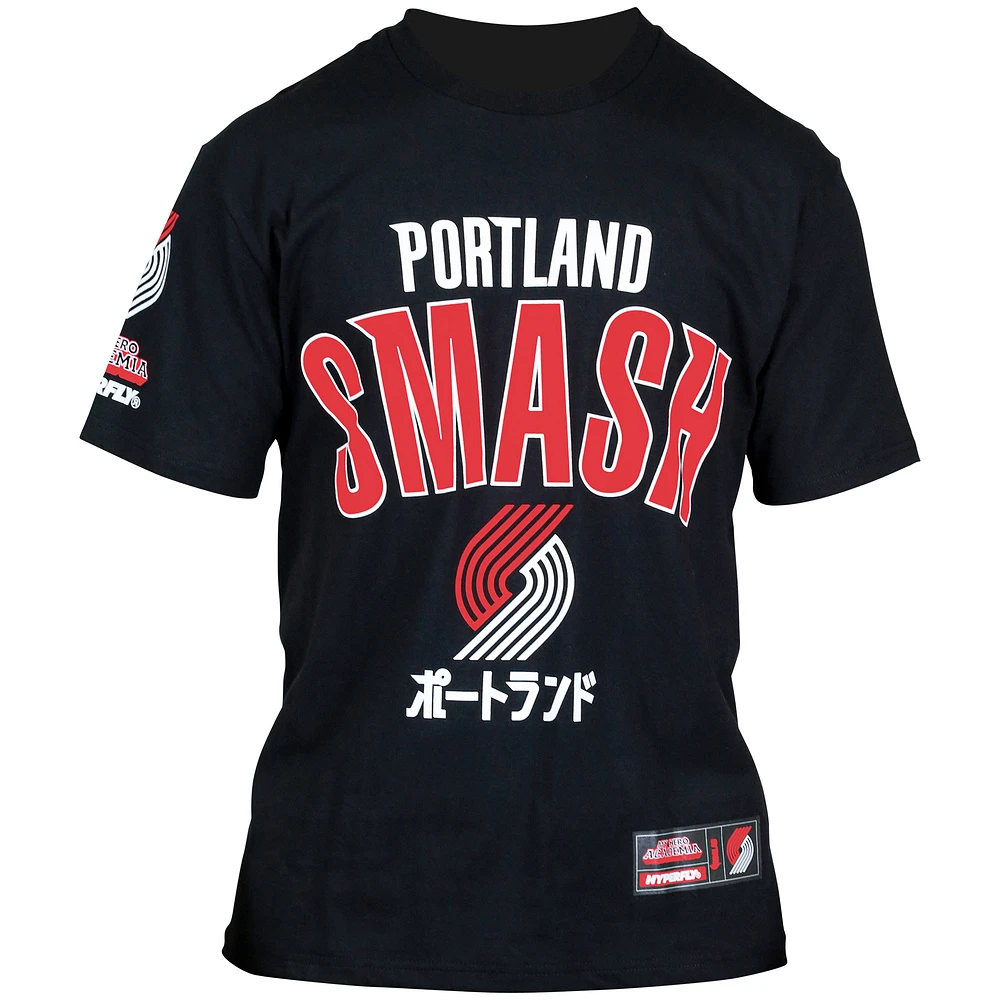 T-shirt unisexe Hyperfly noir Portland Trail Blazers NBA x My Hero Academia All Might Smash