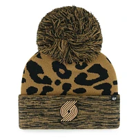 Bonnet en tricot à revers rosette '47 Leopard Portland Trail Blazers pour femmes avec pompon