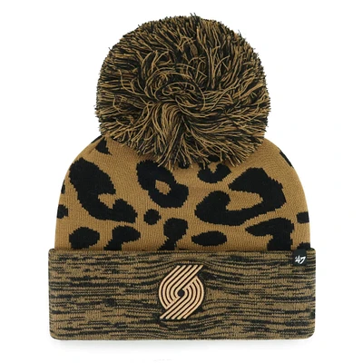 Bonnet en tricot à revers rosette '47 Leopard Portland Trail Blazers pour femmes avec pompon