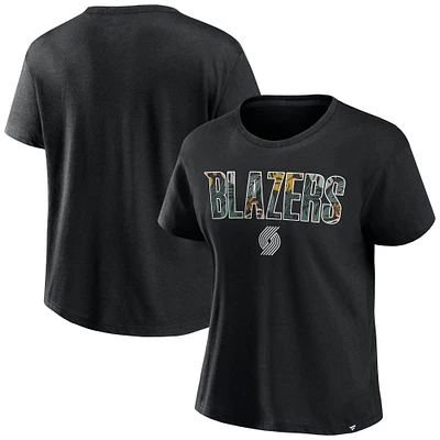 T-shirt Fanatics noir pour femme de l'équipe Portland Trail Blazers